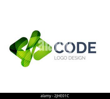 Abstraktes Code Icon Logo Design aus Farbstücken - Verschiedene geometrische Formen Stock Vektor
