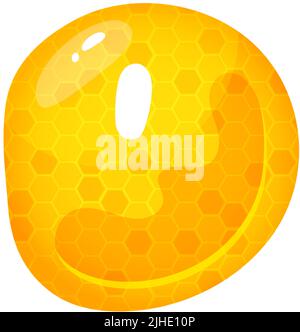 Honigsüße Schrift. Flüssiger Honig Cartoon Alphabet, Gelbe Wabenvektor Schriftart. Einzelner Buchstabe. Stock Vektor