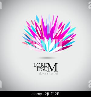 Kreative abstrakte Vektor-Logo-Design-Vorlage. Die Lotusblume ist rosa und violett. Vektorgrafik. Stock Vektor