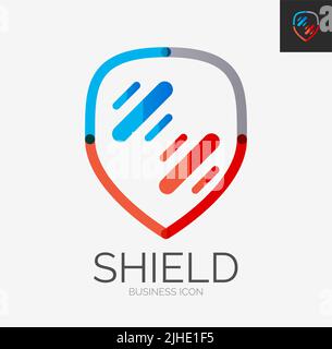 Minimal Line Design Logo, Business Shield Icon, Branding Emblem Stock Vektor