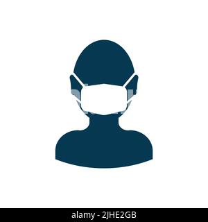 Mann in einer medizinischen Maske Symbol auf weißem Hintergrund isoliert. Vektorgrafik Stock Vektor