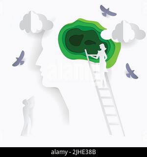 Poster zur psychischen Gesundheit in Papierform. Geschäftskonzept. Vektorgrafik Stock Vektor