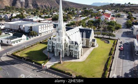 Eine Luftaufnahme der historischen holländischen reformierten Kirche in Graaff-Reinet, Südafrika Stockfoto