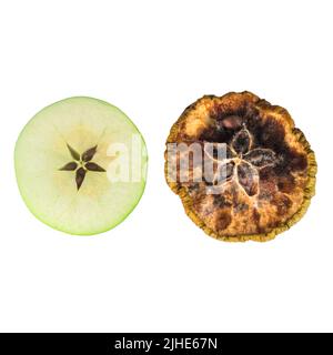 apple Green Slice rot Step Isolate auf weißem Backgroud. Stockfoto