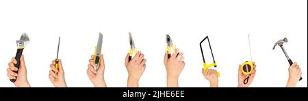 Alle Werkzeughalter isoliert auf weißem Hintergrund. Stockfoto