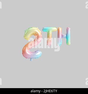 3D Abbildung von 2. Regenbogenballons für Kinder Geschäft Verkäufe isoliert auf grauem Hintergrund Stockfoto