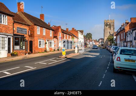 St. John the Baptist Church Uhrenturm High Street Henley in Arden Warwickshire England Großbritannien Stockfoto