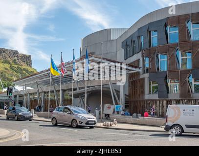 Edinburgh, Schottland, Großbritannien – 20 2022. Juni. Das Äußere des schottischen Parlamentshauses Stockfoto