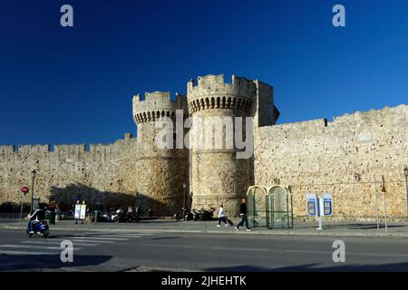 Tor der Jungfrau Maria, Altstadt von Rhodos, Rhodos, Dodekanes, Griechenland. Stockfoto