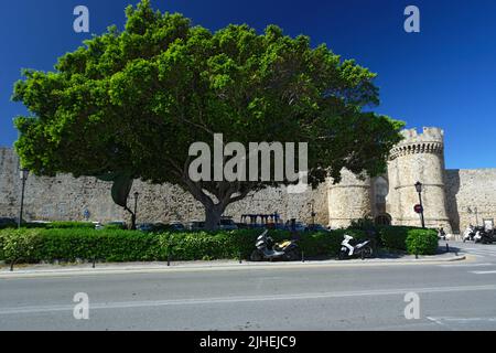 Tor der Jungfrau Maria, Altstadt von Rhodos, Rhodos, Dodekanes, Griechenland. Stockfoto