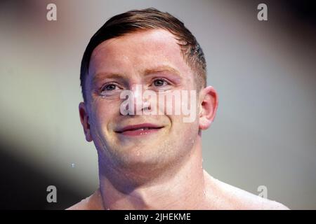 Fileboto vom 06-04-2022 des britischen Adam Peaty, der 100m zum ersten Mal in der Brustpanzerhitze auftrat, und Cricket gibt sein Debüt bei den Spielen, während England Sri Lanka antritt. Ausgabedatum: Montag, 18. Juli 2022. Stockfoto