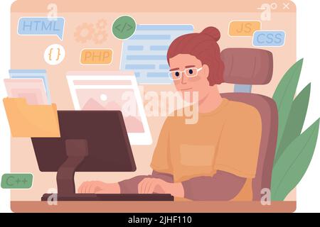 Web-Designer macht Portfolio 2D Vektor isolierte Illustration Stock Vektor