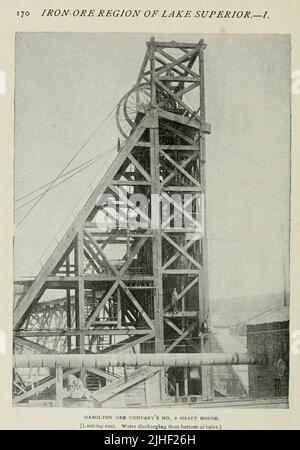 Hamilton Ore Company's No. 2 Shaft Shaft-House aus einem Artikel DIE EISENERZREGION DES LAKE SUPERIOR. Von Richard A. Parker, vom Factory and Industrial Management Magazine Volume 6 1891 Publisher New York [etc.] McGraw-Hill [etc.] Stockfoto