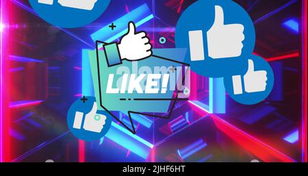 Bild der Datenverarbeitung und Formen auf schwarzem Hintergrund Stockfoto