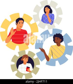 Collaboration-Konzept. Symbol für Teamarbeit, Zusammenarbeit, Partnerschaft. Vektorgrafik. Flach. Stock Vektor