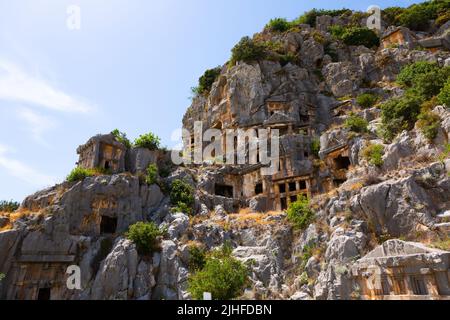 Lykische Felsgräber von Myra, Türkei Stockfoto