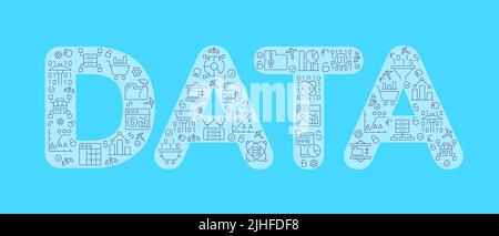 Data Mining Pixel perfekt geformtes Konzept mit editierbaren linearen Symbolen gefüllt Stock Vektor
