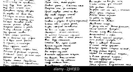 Schwarz handschriftlich unleserlich Poesie Text nahtlose Muster auf weißem Hintergrund. Alte Skripttextur. Monochrom-Notizbuch Vintage-Seite. Retro unlesbarer h Stock Vektor