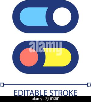 Ein- und Ausschalten der Tasten Pixel Perfect RGB Color ui-Symbol Stock Vektor
