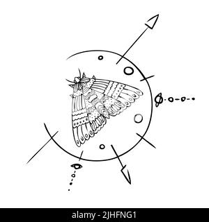 Mystische Komposition Vektor Linie Kunst Illustration mit magischen Elementen Stock Vektor
