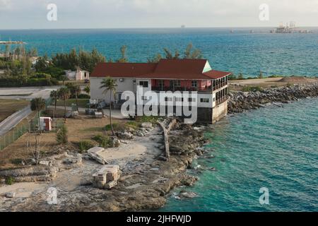 Luftaufnahme des Freeport Port Lucaya auf der Grand Bahama Island Stockfoto