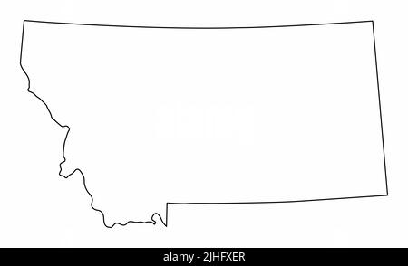 Isolierte Karte des Staates Montana. Schwarze Umrisse auf weißem Hintergrund. Stock Vektor