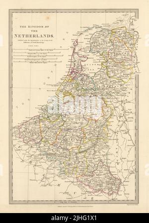 KÖNIGREICH DER NIEDERLANDE. Und Belgien. Provinzen. Niederlande. SDUK 1844 alte Karte Stockfoto