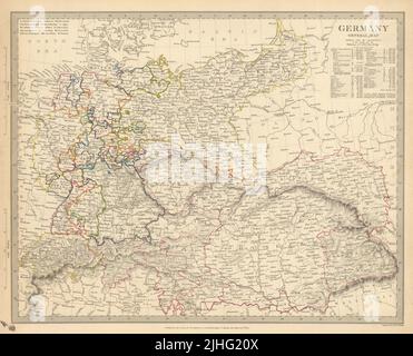 DEUTSCHLAND. Allgemeine Karte. Ungarn. Einwohnertabelle. SDUK 1844 alt antik Stockfoto