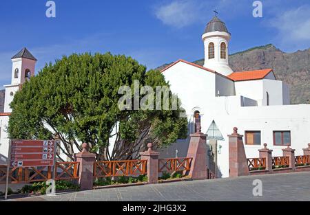 Kirche Nuestra Senora del Socorro im Bergdorf Tejeda, Kanarische Inseln, Spanien, Europa Stockfoto