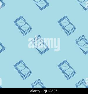 Fenster lehnen sich nach vorne graviert nahtloses Muster. Handgezeichnetes Glasfenster im Retro-Stil. Skizzenstruktur für Stoff, Tapete, Textil, Print, Titel Stock Vektor