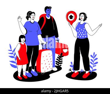 Umzug in ein neues Haus - moderne bunte flache Design-Stil Illustration Stock Vektor