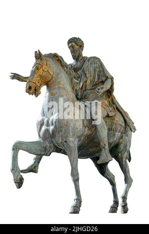 2. centuary AD Roman, die Bronze, das Reiterstandbild des Kaisers Marcus Aurelius in den Kapitolinischen Museen in Rom, Italien Stockfoto