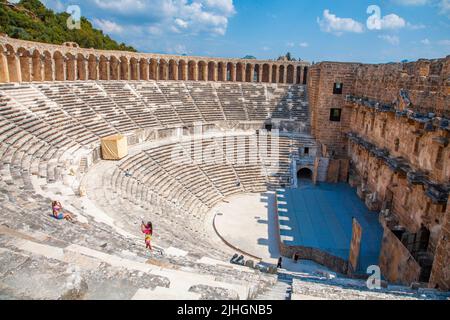 Römisches Amphitheater von Aspendos, Belkiz - Antalya, Türkei Stockfoto