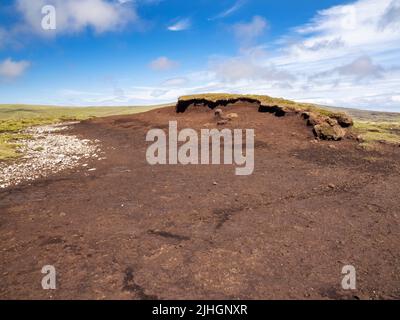 Torfhacke auf Sandness Hill bei Huxter auf dem Festland Shetland, Schottland, Großbritannien. Stockfoto