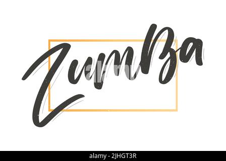Zumba Dance Studio Text. Kalligraphie Wort Banner Design. Aerobe Fitness. Vektor-Handschriftzug Illustration auf weißem Hintergrund. Stock Vektor