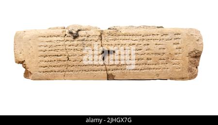 Beherrschten Lehmziegel mit einer Beschreibung von Nebukadnezar II hinsichtlich des Aufbaus eines Palastes in Babylon - 6. Jahrhundert B.C. Stockfoto