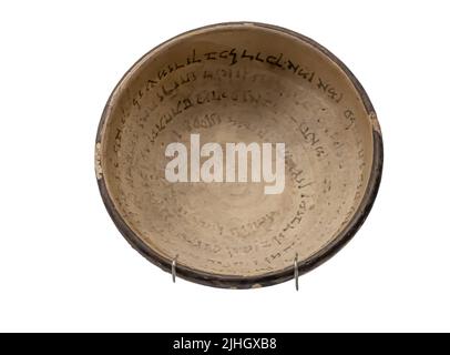 Aramäische Beschwörungsschale - Ton - Südliches Mesopotamien. 4. - 7. Jahrhundert. Eingeschrieben in jüdischer aramäischer Quadratschrift. Stockfoto