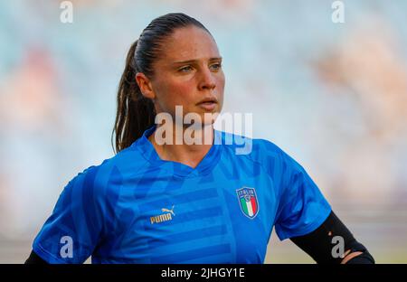 18.. Juli 2022, Manchester City Academy, Manchester, England: Frauen Europäischer Internationaler Fußball, Italien gegen Belgien: Torhüterin Laura Giuliani aus Italien Stockfoto