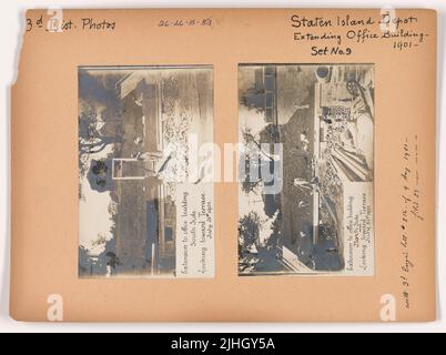 NY - Staten Island. Staten Island Depot, New York. Erweiterung zum Bürogebäude, Nordseite, Blick auf Terrasse, 31. Juli 1901. Stockfoto