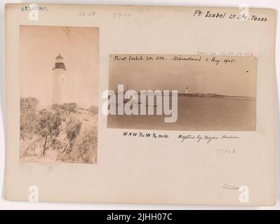 TX - Point Isabel. Point Isabel Light Station, Texas. Eingestellt Am 1. August 1905. WNW 1/2 W, 1/2 Meile. Stockfoto