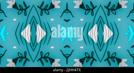 Abstraktes Folk-Ornament. Nahtloses Ethno-Design. Aquarell Blume Hintergrund. Stockfoto