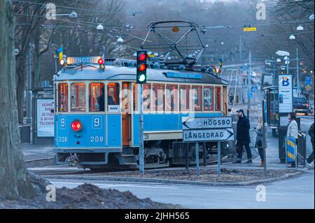 Göteborg, Schweden - März 19 2011: Alte Straßenbahn, die Stadtrundfahrten in der Stadt macht. Stockfoto