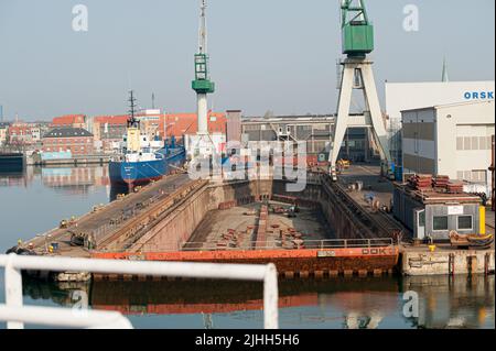 Frederikshavn, Dänemark - April 22 2011: Trockendock auf dem Orskov-Hof. Stockfoto