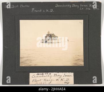 OH, Sandusky. Sandusky Bay Inner Range Light Station, Ohio. Frontleuchte und Wohnung. Stockfoto