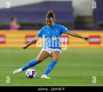 18.. Juli 2022, Manchester City Academy, Manchester, England: Frauen Internationaler Fußball, Italien gegen Belgien: Arianna Caruso aus Italien Stockfoto