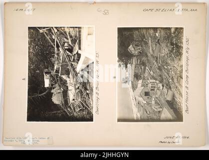 AK - Cape St. Elias. Cape St. Elias Light Station, Alaska. Bootshaus und Lagergebäude, W'ly 150'. Stockfoto