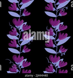 Florale nahtlose Cartoon-Blumenmuster zum Einwickeln von Papier und Stoffen und Accessoires und Kleidung drucken und Kinder. Hochwertige Illustration Stockfoto
