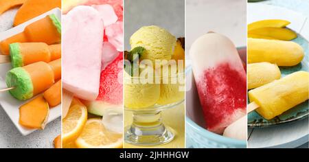 Collage mit verschiedenen süßen Eis Stockfoto