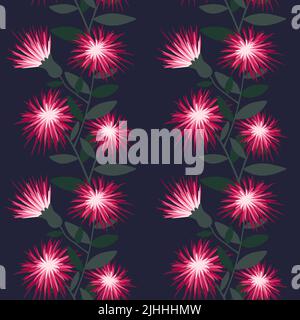 Florale nahtlose Cartoon-Blumenmuster zum Einwickeln von Papier und Stoffen und Accessoires und Kleidung drucken und Kinder. Hochwertige Illustration Stockfoto