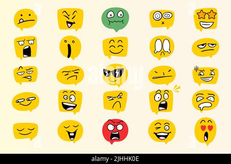 Lustige Gesicht Emoticon Blase Vektor-Set Stock Vektor